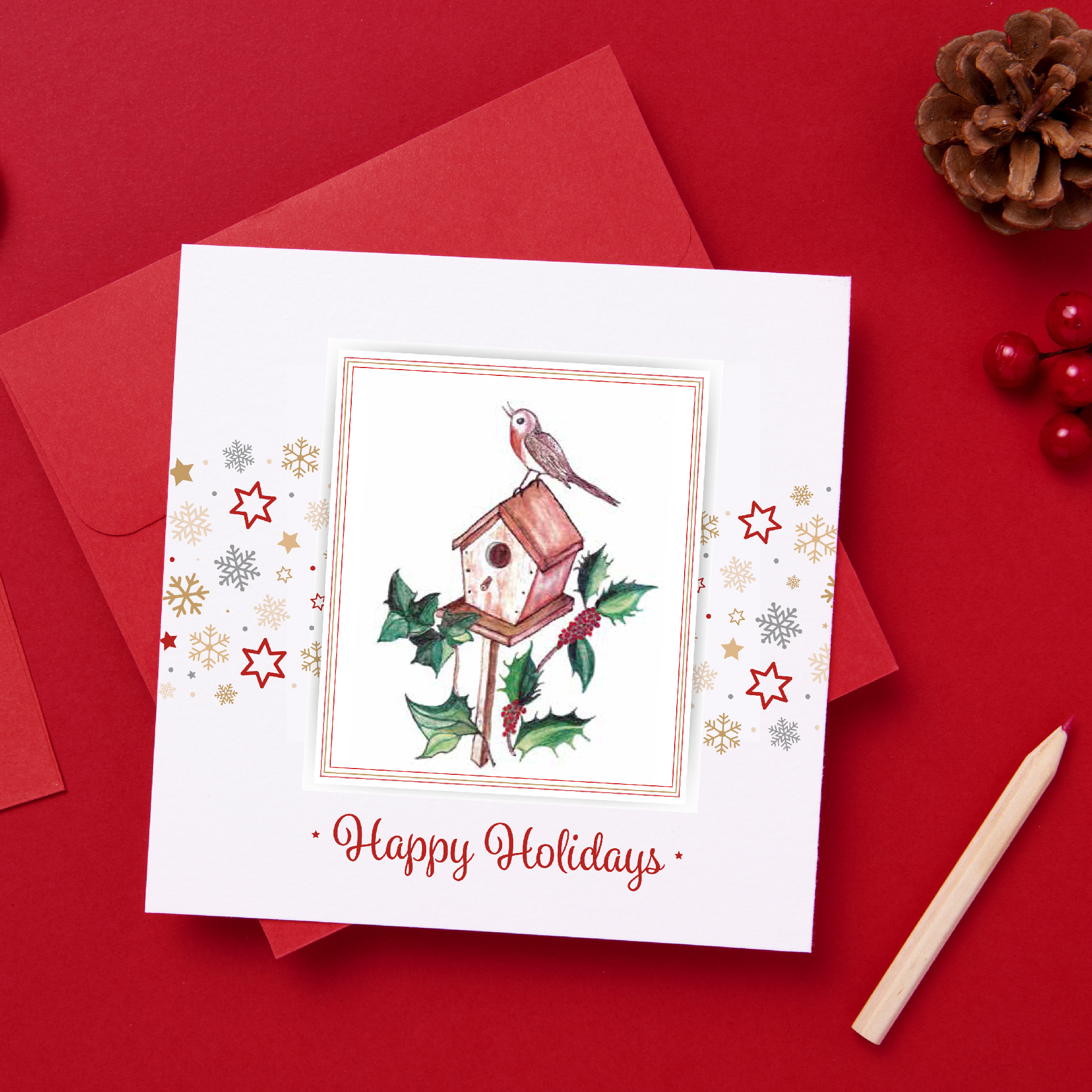 Happy Holidays Cards Pack – 8 units